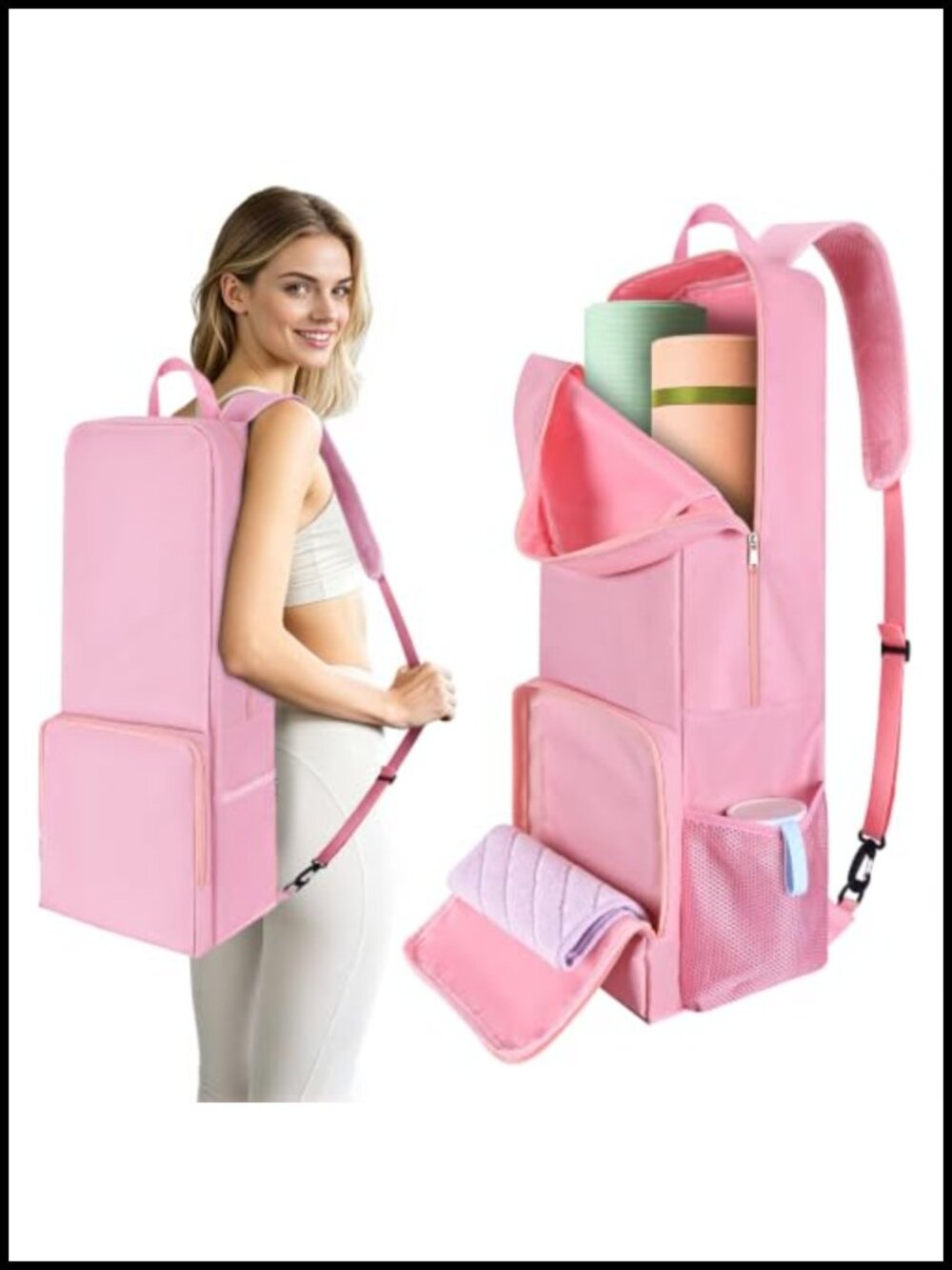 30L Waterproof Yoga Mat Carrier Tote Bag with Shoulder Strap 600D Oxford